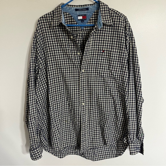 Men’s Tommy Hilfiger Long Sleeve Plaid Button Down Shirt Size XL Blue Yellow - Picture 1 of 7